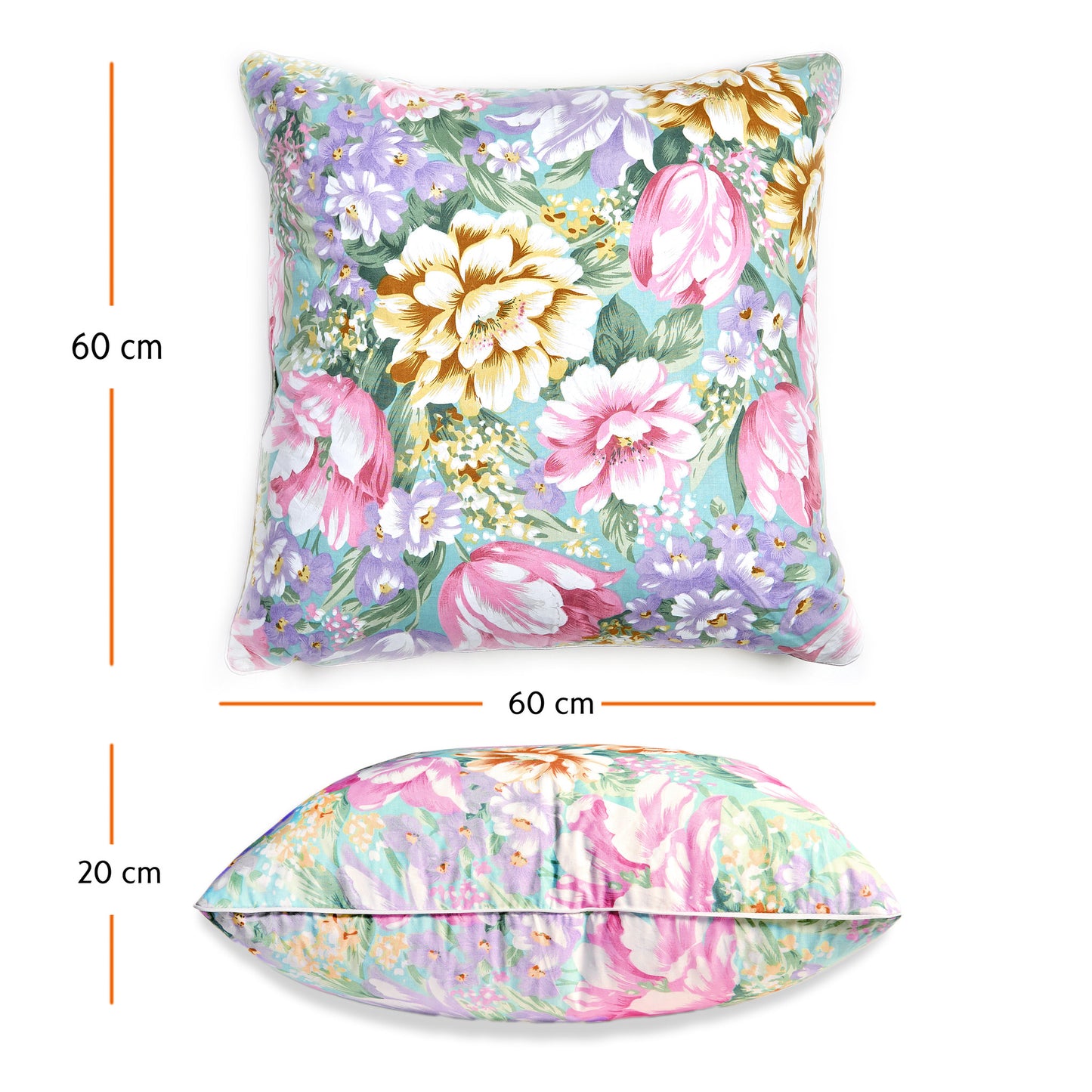 Perna Puf si Pana de Gasca cu Imprimeu, 60 x 60 cm, Multicolor Rosu