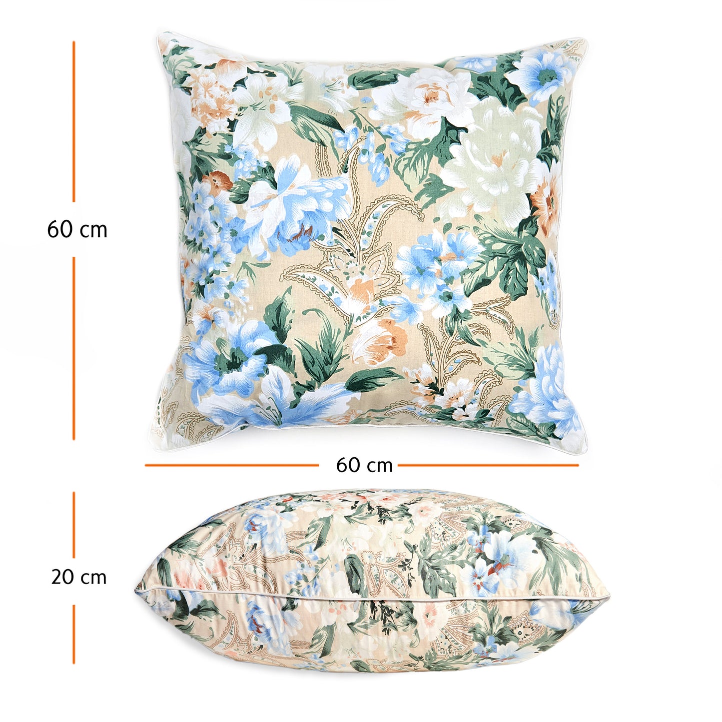 Perna Puf si Pana de Gasca cu Imprimeu, 60 x 60 cm, Multicolor Verde